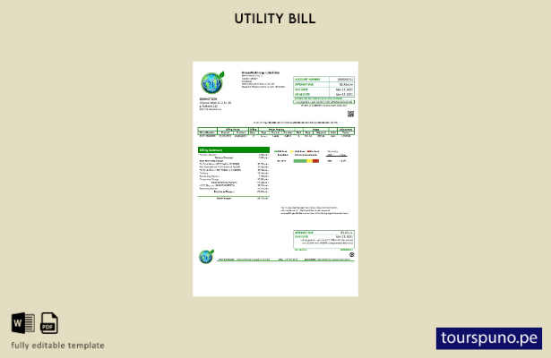 listo para imprimir plantilla de word   factura de servicios públicos GreenWorld